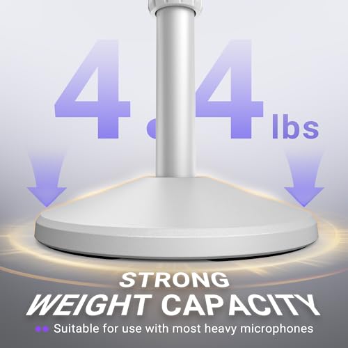 FIFINE Desktop Height-Adjustable Microphone Stand, Heavy-duty Metal Tabletop Mic Stand with Weighted Anti-Slip Slope-base, 3/8'' to 5/8'' Screw Adapter for AM8W/K688W,Podcast, Streaming, Gaming-BS2W - color: white