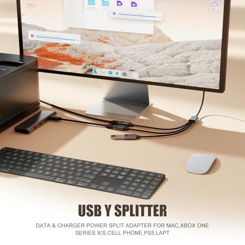 USB Splitter 1 in 3 Out,USB2.0 Male to 3 Female Y Extension Hub Cable,Black | for Car,Mac,Xbox,Laptop,Tablet,Smartphone Data Transmission