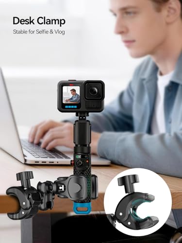 MAGJIEYX Double Clamp Mount, 360°Magic Arm for Umbrella Pole and Chair Monitor Desk Photo Studio Light Stand, Photography Reflector, Strollers, Motorcycle, Flag Holder Mount（7.87in） - size: 7.84in