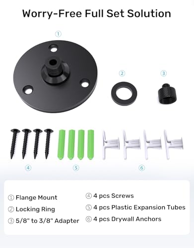 Microphone Flange Mount with Anti-Slip Pad - Metal & Compact 5/8" Male Thread Mic Flange Mount, Table & Wall Mount Mic Base Bracket with Screws, Ideal for Podium Gooseneck Mic Stand & DIY Setup - size: 1 Pc