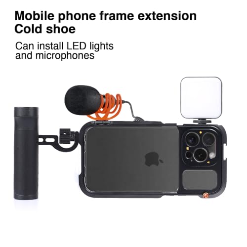 Phone Cage Video Rig for iPhone 15 Pro MAX, Single Handheld Phone Cage Kit, Phone Stabilizer for Video Recording