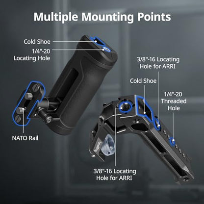 SmallRig Mini Side Handle and Top Handle Kit for Camera Cage, Ergonomic Camera Handle for Left or Right Hand, 30mm/1.2in Up and Down Adjustable - style: Side and Top Handle Kit