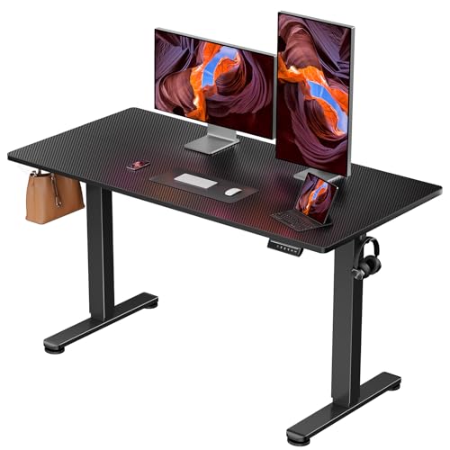ErGear Height Adjustable Electric Standing Desk, 48 x 24 Inches Sit Stand up Desk, Memory Computer Home Office Desk, Carbon Fiber Black - color: Carbon Fiber Black, size: 47.2 X 23.6 Inches