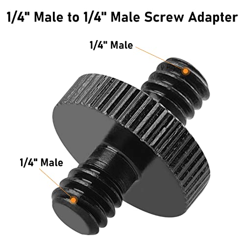 1/4" Male to 1/4" Male Threaded Tripod Screw Adapter Double Head Stud Standard Mounting Thread Converter for Camera Cage Mount Light Stand Monopo Shoulder Rig Tripod Black-6 Packs - color: 6 Packs