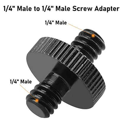 1/4" Male to 1/4" Male Threaded Tripod Screw Adapter Double Head Stud Standard Mounting Thread Converter for Camera Cage Mount Light Stand Monopo Shoulder Rig Tripod Black-6 Packs - color: 6 Packs