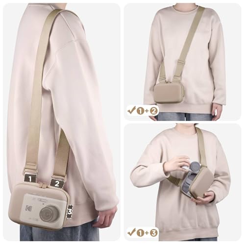 TAAOKA Digital Camera Case, Protective & Lightweight Camera Case with 3 Carrying Ways, Waterproof & Shockproof Small Camera Bag for PowerShot/Sony DSCW800/DSCW830 - Beige - color: Beige, style: Style1