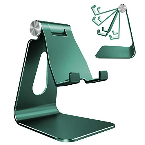 CreaDream Adjustable Cell Phone Stand, Phone Stand, Cradle, Dock, Holder, Aluminum Desktop Stand Compatible with Phone 13 12 11 Pro Max Charging, Accessories Desk, All Mobile Phones, Midnight Green - color: Turquoise Green