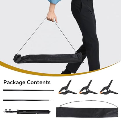 UTEBIT 3.5X6.5ft T-Shaped Backdrop Stand Support Kit with 3 Spring Clamps | Portable Photography Background Stand Videography Studio Green Screen T-Style Muslin Backdrops Stand for Parties Photo Video - size: 3.5x6.5ft
