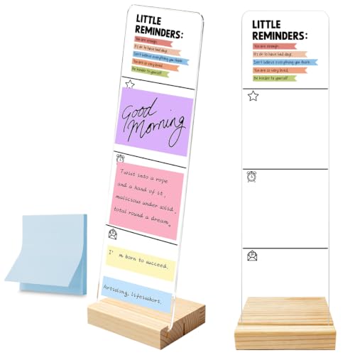 Monitor Memo Board with Removable Wooden Base Acrylic Portable Sticky Note Holder, Daily Inspirational Quotes Acrylic Message Board Sign Office Desk Desk Set Sticky Notes 100 Sheets - color: Reminders