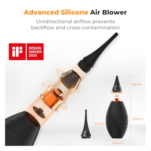 K&F CONCEPT 10-in-1 Camera Lens Cleaning Kit for DSLR Camera Lens Filter Cell Phones with Advanced Silicone Air Blower*1+Short Nozzle*1+Long Nozzle*1+Cleaning Cloth*6+Cleaning Pen*1+15ML Cleaner*1