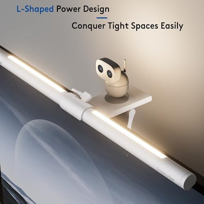 Quntis Monitor Light Bar with Remote, Eye-Care No Glare, Space Saving Home Office Desk Lamp, White, Stepless Dimming, Easy Setup LED Computer Light Backlight for Curved Gaming Monitors Reading Study - color: White