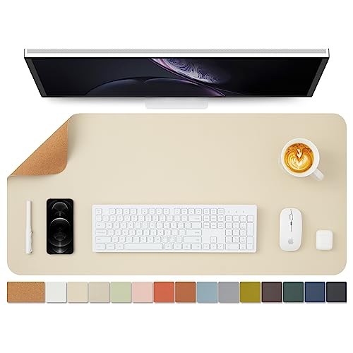 Cork Desk Mat - Dual-Sided Desk Pad for Office and Home - Desk Organization and Accessories - Ideal for Large Mouse Pad and Desk Mats on Top of Desks(Beige,36"x 17") - color: Beige, size: 36" x 17"