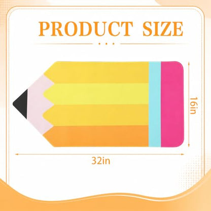 Chumia Pencil Teacher Desk Mat 32 x 16 Inches Lagre Keyboard Mouse Pad Back to School Desk Accessories Gift Teacher Appreciation Gift for Women Pencil Theme Classroom Office Table Decor
