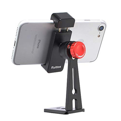 Ruittos Phone Holder for Tripod, Metal Cellphone Tripod Adapter 360 Degree Rotation Vertical Video Smartphone Bracket Clip Compatible with iPhone X XS XR 8 Samsung Galaxy S10 S9+ Huawei (Black C18)