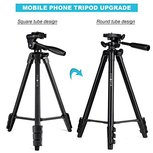 55" Phone Tripod, PHOPIK Aluminum Extendable Tripod Stand with Shutter, Carrying Bag, Compatible with iPhone/Android/Sport Camera&Insta 360 x5 Perfect for Video Recording/Selfies/Live Stream/Vlogging - size: PT204VP