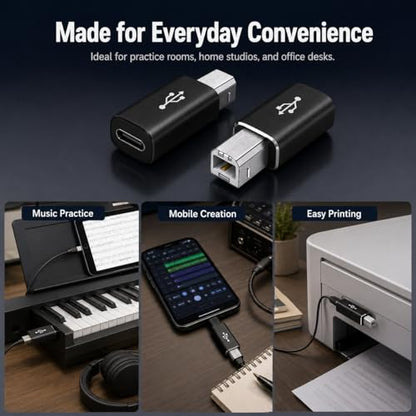 USB B to USB C Adapter, Computer-Cable-USB-to-USB-Adapters, Type C Female to USB Male, Support Data Sync, for Scanner, Printer, Camera, Electric Piano, Laptops