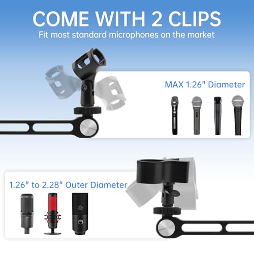 Desktop Microphone Stand,Rotatable Tabletop Mic Stand,Foldable Design, Non-Slip Weighted Base, Includes Adapters Mic Clips for Podcasting, Live Streaming, Recording,Video Conference Content Creator
