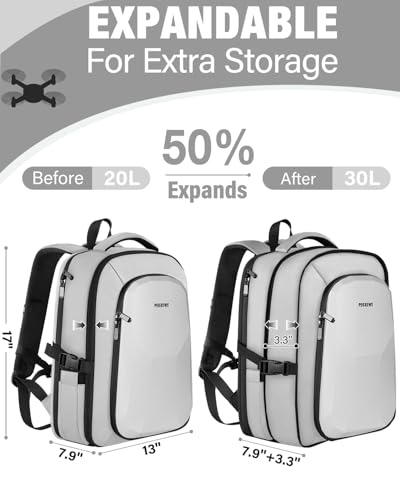 PEKREWS Mini 4 Pro Case, Mini 3/4 Pro Waterproof Hard Carrying Case, Large Drone Bag Fits 15.6 Inch Laptop, Travel Backpack for DJI RC 2/RC/N3/N2/N1 Controller, Fly More Combo and Drone Accessories - color: Silver Grey