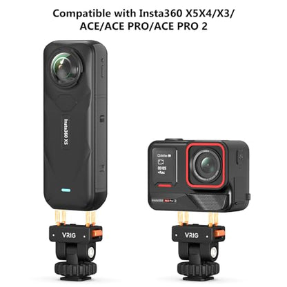 VRIG AC-44 Cold Shoe Adapter with Magnetic Quick Mount for Insta 360 Ace/Ace Pro 2, Action Camera Mount Adapter with 1/4" Thread Compatible DSLR Camera Hot Shoe, Tripod Accessories