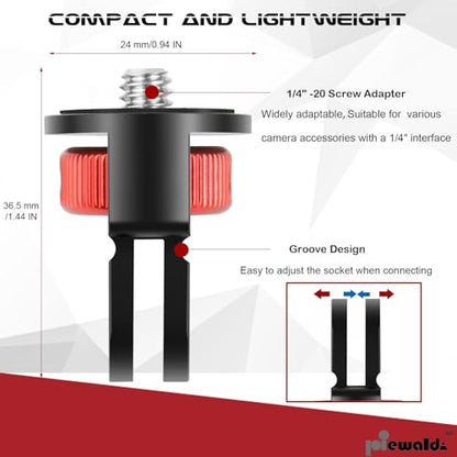 Niewalda Aluminum Tripod Adapter,1pcs ¼-20 Conversion Adapter Mounts, Compatible with GoPro Action Cameras/ Insta360 X3/ Sjcam/Action Camera and Other Standard 1/4 inch Mount Adapter Accessories