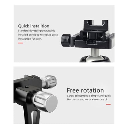 Ultralight Phone Tripod Mount T6061 Aerospace Aluminum 150g 360° Ball Head Auto-Clamp Gravity Sensor Fit 58-88mm Phones for Vlogging/Car/Desktop Filming (YH-BFZ-01C)