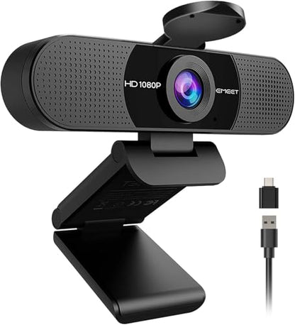 EMEET C960 1080P Webcam with Microphone, 2 Mics, 90° FOV, USB Type-A & A-to-C Adapter, Fixed Focus, Plug&Play Computer Camera for Zoom/Teams/Facetime/YouTube/Google Meet/Switch 2 Camera, 2025 Version - style: 1080P Updated