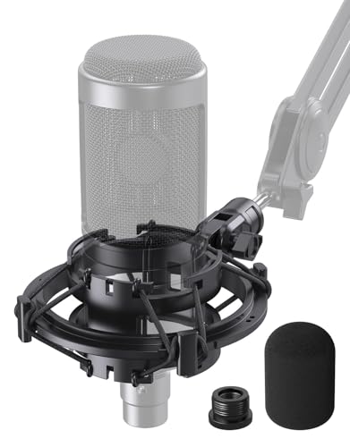 Custom AT2020 Microphone Shock Mount with Pop Filter, Anti-Vibration Suspension Shock Mount Mic Holder Clip Compatible with Audio Technica AT2020 AT2035 AT2020USB ATR2050 AT3035 AT3060 Mic - size: AT2020 Shock Mount