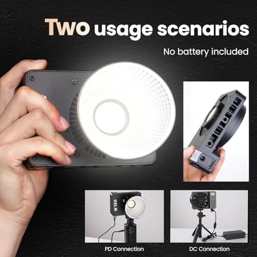 Walking Way Led 100W Video Camera Light Kit, 2800K-6800K Bi-Color Continuous Output Lighting for Photography, Cob Camera Lights with LED Screen 3 Powering, for Film Making, Photography Studio, Black - color: Black