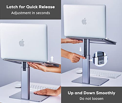 Adjustable Laptop Stand, Tall, Strong, Airflow, Suitable for 13.3-17.3 Inch Laptops, Lift Screen to Eye Level for Video Conferences - color: Gray