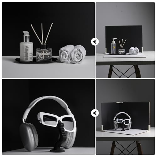 Product Photography Backdrop Boards, 3 Pack Double-Sided Black and White Photo Background, Waterproof Tabletop Backdrop Set for Small Products, Jewelry, Cosmetics, 12 x 12 & 12 x 16 Inch