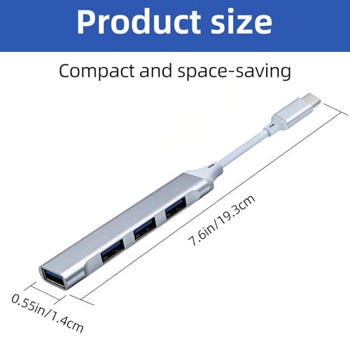 USB c Extender Hub 4 Ports, USB Multiple Adapter Hub, USB A Splitter for Laptop, Xbox, Flash Drive, HDD, Console, Printer, Camera, Keyborad, Mouse and More