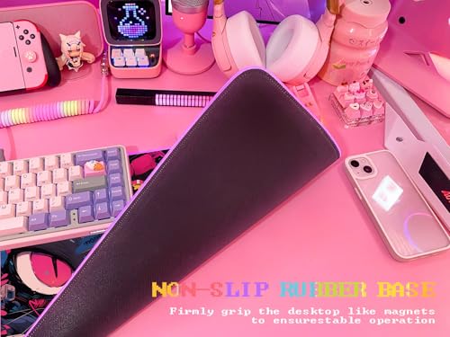 JMIYAV Pink RGB Gaming Mouse Pad 31.5x12 Inch PC XL Large Extended Glowing Led Light Up Desk Pad Non-Slip Rubber Base Computer Cute Mousepad Mat Desk Accessories Gaming Setup 763 - color: Midnight Eyes