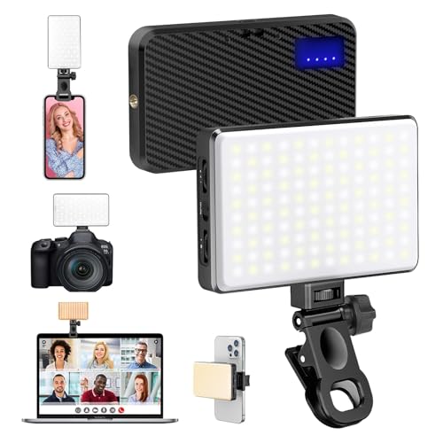 168 LED Phone Light, Selfie Light for iPhone/iPad/Camera, Portable Video Conference Lighting with Clip, Rechargeable 3000mAh CRI 95+, 3 Lights Modes Alix Earle Lights for Selfie, Makeup, Laptops, Vlog - color: A1-Black