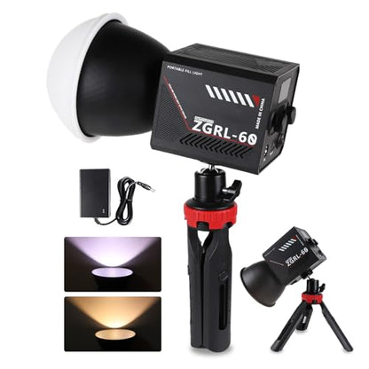 60W COB LED Video Light Handheld Portable with 8000 mAh Battery Dual-Color Photography Lighting Spotlight for Studio, Streaming, Phone Video, 2800K-6500K, 8 Lighting Effects, CRI ≥95