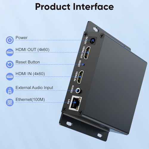1080p60 PoE HDMI Encoder,with 4k60 Loopout,Support SRT,RTMP,RTSP,RTMPS,UDP,HTTP,HLS,WebRTC,TRTC,Icecast,SHOUTcast,Live Streaming Broadcast for YouTube, Facebook, Twitch, etc