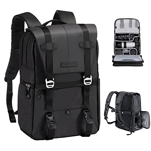 K&F CONCEPT Camera Backpack, Camera Bags for Photographers Dslr Cameras Compatible for Canon Nikon Sony DJI Mavic Drone, 20L Large Capacity Bag Cover 15.6 Inch Laptop Camera Cases with Raincover - color: 01-grey