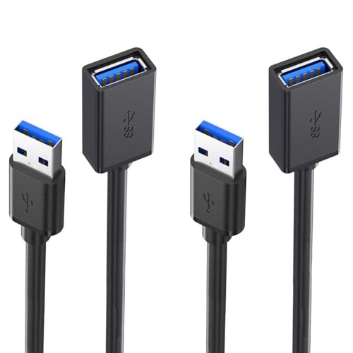 2 Pack 1.65FT USB 3.0 Extension Cables Type A Male and Female Extension Cables can Withstand Fast Data Transfer and are Compatible with Keyboards, mice, Hard Disk Drives, USB hubs, and More.