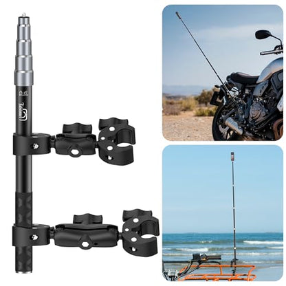 Taisioner Aluminum Alloy Motorcycle Handlebar Mount Double Clamp Locking Anti-Fall, 47" Invisible Selfie Stick for Insta360 X5/X4/X3/X2/ONE RS/GO 2/3 Hero 13-7 DJI Camera