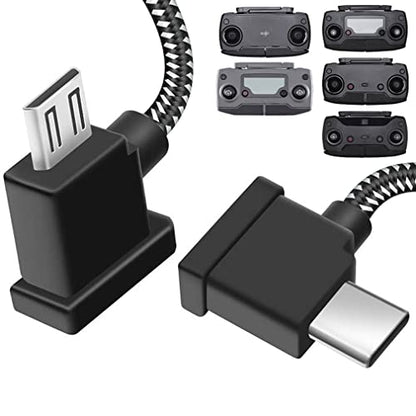1FT Micro to USB C Remote Controller Cable for DJI Mavic Mini,Mini SE,Mavic 2 Pro/Zoom,Mavic Air/Pro,Spark,DJI Drone to IPhone16/17/15/Tablet Cable 90 Degree OTG Data Cord Accessories(USB C Connector) - style: Micro to USB C