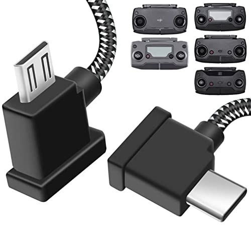 1FT Micro to USB C Remote Controller Cable for DJI Mavic Mini,Mini SE,Mavic 2 Pro/Zoom,Mavic Air/Pro,Spark,DJI Drone to IPhone16/17/15/Tablet Cable 90 Degree OTG Data Cord Accessories(USB C Connector) - style: Micro to USB C