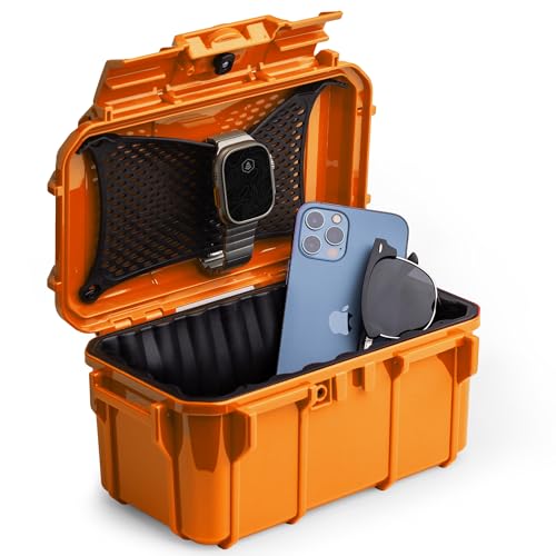 Evergreen 58 Waterproof Dry Box Protective Case - Travel Safe/Mil Spec/USA Made - for Cameras, Lenses, Phones, Pistols, First Aid, Boating, Water Sports, Tacklebox, Ammo Can, Deck Boxes - color: Orange