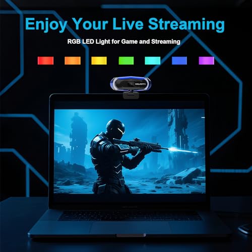 1080P 60FPS Streaming Webcam with Autofocus, Microphone, RGB Light and Tripod, USB Camera for PC/Mac, Plug and Play for Zoom, Skype, YouTube, Online Meetings - style: 1080P+60FPS