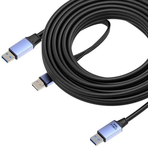 OkyLink Active USB 3.0 Data Cable A to A, Male to Male 5Gbps, 25ft | 8M, 3.2 Gen 1, Includes power cable, suitable for Industrial Printer and Scanner - color: USB3.0(5Gbps), size: 25ft (8m)