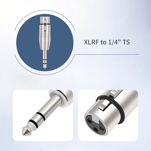 XLR Female to 1/4" TRS Adapter, 2-Pack, Balanced 6.35mm Male to XLR Female Connector for Microphone, Audio Interface, Mixer, Studio Equipment, Professional Audio Cable - color: XLR F TO 1/4" TRS