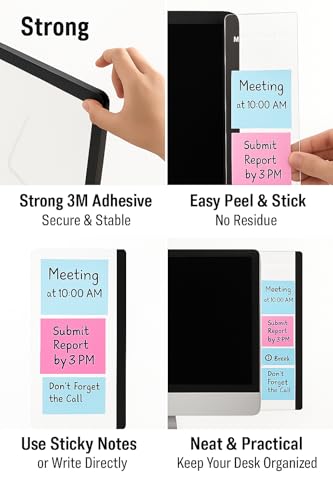 Office Desk Accessories 2 Pack Computer Monitor Memo Board Desktop Supplies Sticky Note Message Holder for Women Men Decorations Essentials Cute Stuff Things Organizer Gadgets Aesthetic Decor Gifts