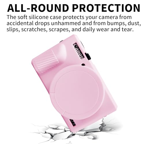 Easy Hood G7X Mark III Case, Protective Case for Canon Powershot G7X Mark III Digital Camera, Removable Lens Cover Silicone Sleeve Soft Camera Cover Rubber Protective Body Skin- Pink - color: Pink
