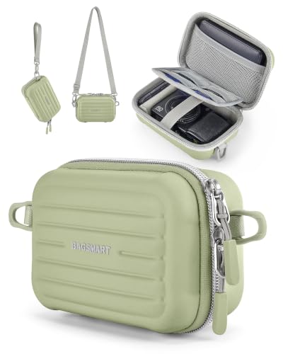 BAGSMART Digital Camera Case, Small Camera Bag with 2 Carrying Ways, Green | Lightweight Camera Sling Bag for Canon Powershnot ELPH 180/190/Sony DSCW800/DSCW830, Waterproof & Protective - color: Green