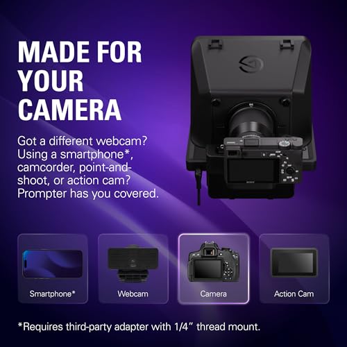 Elgato Prompter, Teleprompter with Built-in Screen | Drag-and-drop display, Supports DSLR, webcam, smartphone, Read chat or scripts, Works with Mac, PC, Stream Deck - style: Prompter