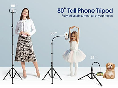 Elitehood 6.7 Feet Tall Phone Tripod, Heavy Duty Metal iPhone Tripod Stand with Remote, 17" Gooseneck Overhead Phone Mount for iPhone 15 14 13 Pro Max / 13 Pro / 13 12 11, Android Cell Phone Black - style: Flexible Arm
