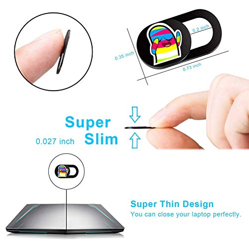 SIREG Webcam Cover Ultra Thin - Web Camera Cover fits Laptop,Tablet,Computer, Smartphone, Protect Your Privacy and Security,Strong Adhesive (Rainbow People-Black & 3 Pack) - color: Rainbow People-Black & 3 pack